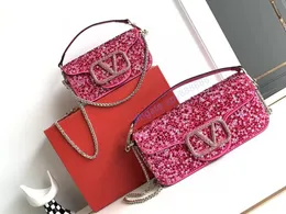 Borsa di design di alta qualità borsa da canale da donna borsa a tracolla di alta qualità Borse in vera pelle con paillettes borsa a tracolla a tracolla con motivo a lettera alla moda gratuita -V-66667