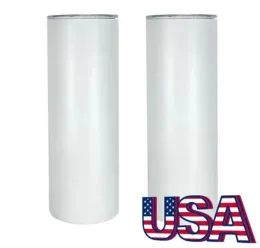 USA CA Warehouse 20oz Sublimation Straight Gloss Tumbler Matte Skinny Tumblers Rostfritt stål Cup Vakuumisolerad resemugg 25 st.