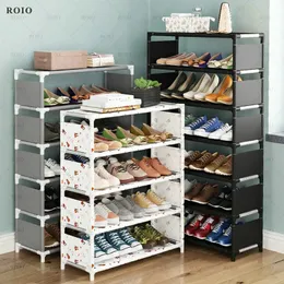 Storage Holders Racks Simple Shoe Rack Metal Shoe Shelf Boots Shoes Rack Living Room Space Saving Shoes Organizer Stand Holder Nonwoven Shoe Cabinet 231007