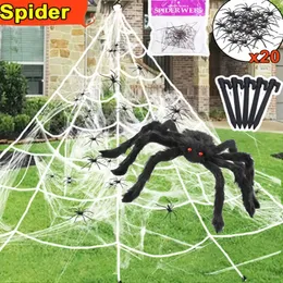 Set, Halloween New Spider Web, Triangle Net Symulacja Super duży pluszowy pająk, rekwizyty dekoracyjne w pomieszczenia