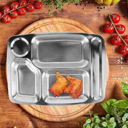 Dinnerware Sets Divider Stainless Steel Dinner Plate Baby Bandejas Para Comida Feeding Dish Lunch Compartment Tray
