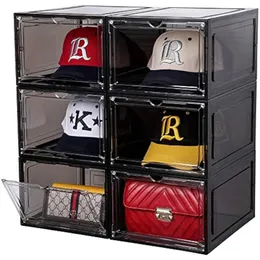 Storage Boxes Bins Attelite Hat Organizer for Baseball Caps set of 6 Stackable Box Holder With Transparent Magnetic Door 231011