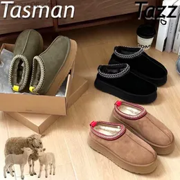 Boots Tasman Slippers Tazz plush mustard seed Chestnut Fur Slides Sheepskin Classic Ultra Mini Platform Boot Winter Women Men Q231012