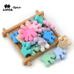 Texters oyuncakları taç silikon boncuklar 5pcs bebek teether bpa bedava diş çıkarma çiğneme kolye diy emzik klipleri aksesuar 231010