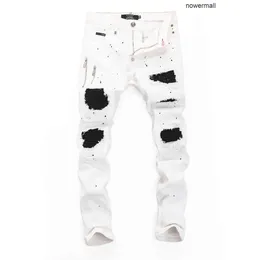 ROCK Classical Man Plein Uomo Strappato Philipps Moda PP pp PANTALONI DENIM BEAR STAR FIT Jeans da uomo design casual bianco Jeans effetto consumato Biker skinny Clothfitt JA1M