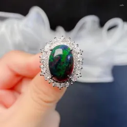 Cluster Rings Luxury 925 Silver Black Opal Ring 10mm 14mm 3ct Natural For Party No Fading 18K Gold Plating Jewelry