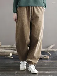 Kadın pantolonları johnature kadınlar gevşek düz renkli gündelik vintage sıkıntılı elastik bel pantolon 2023 bahar rahat