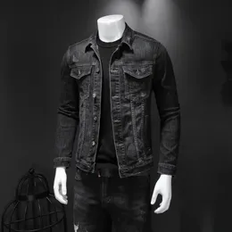 Men's Jackets Mens Denim Jacket Moto Biker Outerwear Coats Men Jeans Black Casual Cotton Turn Down Collar Motorcycle 231010