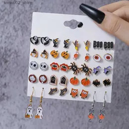 Andere Modeaccessoires Neu 2023 Halloween Kürbis Geist Ohrringe Set Cartoon Gruselige Augen Spinne Damen Ohrringe Set Party Schmuck Accessoires Geschenke Q231011