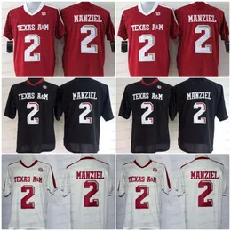 2 Johnny Manziel Texas Aggies College Football Jersey Manziel costurado masculino branco preto S-XXXL