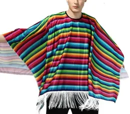 Halsdukar regnbåge färgglada striped halloween cosplay kostymer barn vuxna mexikanska kappa kläder hawaii kläder prestanda Amparty 231010