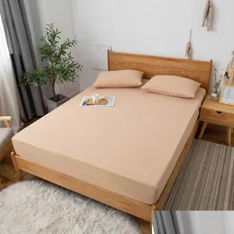 Ark ark sätter japansk solid ljusbrun vattentät monterad plåt med elastisk band säng madrass skyddande er bomullshandduk drop de otk3c