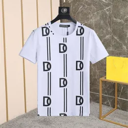 DSQファントムタートルメンズデザイナーTシャツイタリアンミラノファッション全体ロゴストライププリントTシャツ夏の黒い白いTシャツヒップH2800