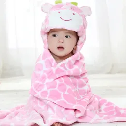 Piżama różowa żyrafa zwierzęcy cosplay z kapturem niemowlę niemowlę chłopiec flanelowy ręcznik do kąpieli Bathobe Słodka kreskówka Pajama Sleepar 231006