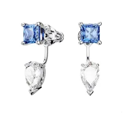 Earring Swarovskis Designer Jewels Original Quality Earrings Female Blue And White Diamonds Using Elements Crystal Geometric Simple Earrings Female