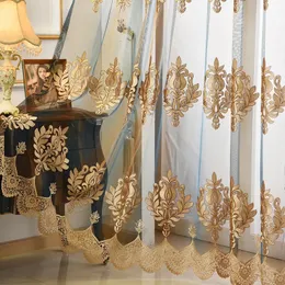 Kurtyna w stylu europejskim luksusowe haftowane zasłony Niestandardowe półprzezroczyste sypialnie Tulles gotowe produkty dostosowywanie 231011