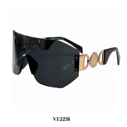 VE übergroße Schutzbrille, randlose Brille 2258 Sonnenbrille für Damen, Mode, Outdoor, Skisport, Stil, Designer-Sonnenbrille, Herren, Galvanisierung, Logo, klassisch, Originalverpackung