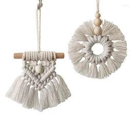 Decorazioni natalizie 1 pezzo bianco pendente in tessuto appeso ornamenti in corda di cotone artigianato fai da te con perline di legno regalo