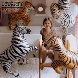 Inne imprezy imprezy 1PC Tiger Lion Leopard Walking Animal Foil Balon na dżunglę safari urodzinowe