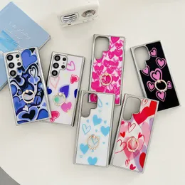 METAL PIERŚCIEŃ PRZEPUSZCZENIA SAMSUNG S23 ULTRA S22 S21 A54 A34 A14 5G A24 A53 A13 iPhone 15 Plus 14 Pro Max 13 Luxury Love Serce Pating Bling Chromed PC TPU Tylna okładka