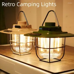 Portabla Lanterns 9W Retro Camp Rechargeble Lantern 4500mAh utomhus Kerogen Vintage Camping Lamp Tält Ljus för vandringsklättringsgård