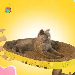 Kattmöbler Scratchers Non-Lint Corrugated Scratch Board Round Oval Scratching Pads For Cat Sharpen Nails Tool Cat Bed Juguetes Para Gato Cat Furniture 231011