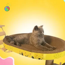 Cat Furniture Scratchers Non-lint Corrugated Scratch Board Round Oval Scratching Pads for Cat Sharpen Nails Tool Cat Bed Juguetes Para Gato Cat Furniture 231011