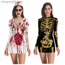 Theme Costume Halloween Role-play Dress for Women Halloween Party Scary Horror Cosplay Comes Bloody Nurse Zombie Dress T231011