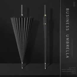 Umbrellas Classical 24 뼈 긴 손잡이 남성용 비즈니스 우산 휴가 생일 선물을위한 빈티지 자동 직선 강화 우산 231007