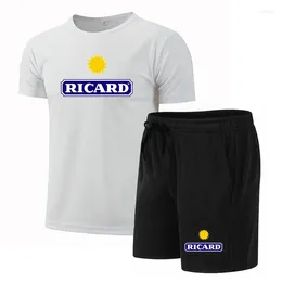 Herrspårar Summer Sportswear Ricard Fitness Suit Running kläder Casual T-shirt Shorts Set Dreating 2 Piece Jogging Tracksuit