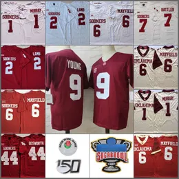 Oklahoma 2 CeeDee Lamb 9 Bryce Young Football Jersey 6 Baker Mayfield 1 Kyler Murray 7 Spencer Rattler Mens Football Jerseys White Red