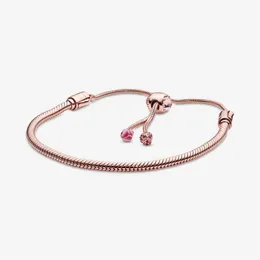 Pink Peach Blossom Link 100% 925 Bransoletka do łańcucha węża srebrnego srebrnego dla kobiet luksusowa biżuteria zaręczynowa 236f
