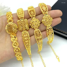 Urok bransoletki 24K Gold Splated Bridal Jewelry Banf Bangles for Women Dubai Wedding Luksus Brazylijski Regulowany prezent