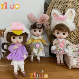 Dockor 112 BJD Doll OB11 12cm Mini Princess Klä upp söta 20 Moveliga leder för Girls Kids Munecas Toys Gifts Toy 231011