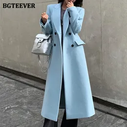 Women's Wool Blends BGTEEVER Vintage Double Breasted Loose Female Long Blend Coats Winter Stylish Long Sleeve Thicken Warm Ladies Woolen Jackets 231010