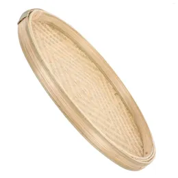 Płytki pojemniki na przekąski Suszanie kosza naczynia o owocach Mała bambusowa taca tkana tkanina