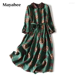 Casual Dresses 2023 Spring Silk Dress Mid-Length Chinese Retro Fragrant Cloud Gauze Doll Collar Robe