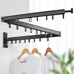 Hangers Racks Retractable Cloth Drying Rack Folding Clothes Hanger Wall Mount Indoor Amp Outdoor Space Saving Home Laundry Clothesline 231007
