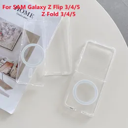 Acryl Clear Magnetic Cover Case für Samsung Galaxy Z Flip Z Fold 3 4 5 transparente stoßfeste Schutzhülle Case Wireless Charging Cases