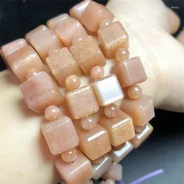 Bangle Natural Orange Moon Stone Cube Armband Crystal Healing Fashion Gemstone Women Jewelry Gift 1st