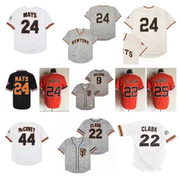 TROPBINO SF Giants 9 Matt Williams 22 Will Clark 24 Willie Mays 25 Barry Bonds 44 Willie McCovey Black White Orange Size S-4xl