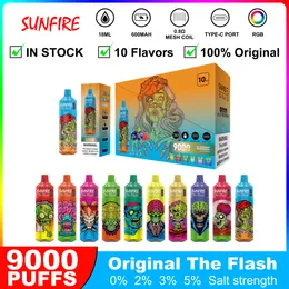 Sunfire 9000puffs Disposable E Cigarettes Pod Device Kit Rechargeable Battery 18ml Carts Prefilled Pods Vape Big Puff E Zigarette vs RnM Vapes 9000 10000 12000 Puffs