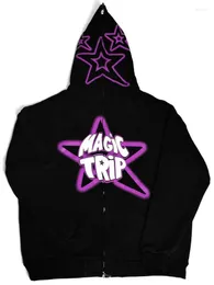 Women's Hoodies Y2k Harajuku Oversized Zip Up Die Star Print Streetwear Hip Hop Zipper D Sweatshirt Letter Long Sleeve Tops 2023