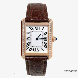 Designer Men Womens Luxury Wrist Watches Tank For Women Quartz Diamond Rose Gold Platinum Square Face rostfritt stål damer Elegant present Lady