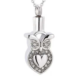 Owl With Crystal Memorial Urn Necklace Pet Human Ashes Funeral Urn Necklace Ash Locket Cremation Jewelry299E