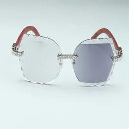 عدسة جديدة متغيرة للألوان منحوتة 8300817-C10 الفاخرة الطبيعية المعبد المنحوتة معبد الماس Eyeglass Frame 58-18-140mm مرآة واحدة