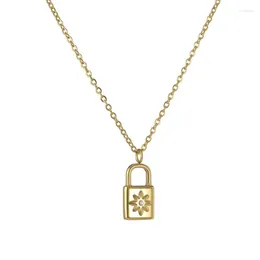 Hänghalsband rostfritt stål lås halsband för kvinnor hög kvalitet 18 k guldpläterad krage smycken bijoux femme gåva 2023