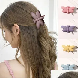 Accessori per capelli Artigli per capelli smerigliati in acetato Donne Ragazze Libellula Clip Barrettes Solido Artiglio acrilico Granchio Tornante Accessori Boemia H Dhedl