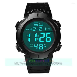 Relógios de pulso 100 pçs / lote HONHX-9001-1 grande mostrador redondo relógio digital para crianças vendendo alta qualidade pulseira preta silicone relógio de pulso
