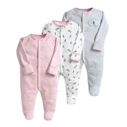 Rompers 3PCSlot Spring Autumn Märken Födda barn Kläder Baby Boy Girl Cotton Longsleeve 012m 231010